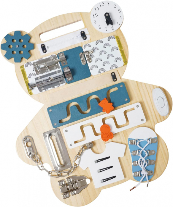 Busy Board Montessori 2 in 1 Ursulet cu Activitati Educationale [2]