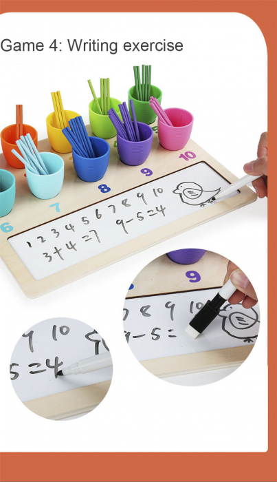 Joc Educativ Montessori - Clasificare Culori si Invatare Numere, Jucarie Lemn Copii [6]