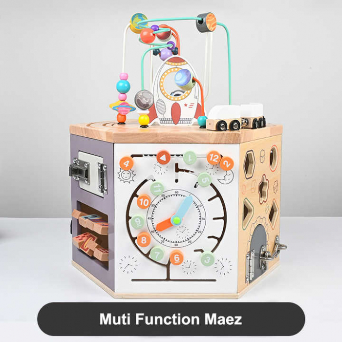 Cub Activitati Educative din Lemn 9 in 1 - Cub Hexagon Multifunctional [5]
