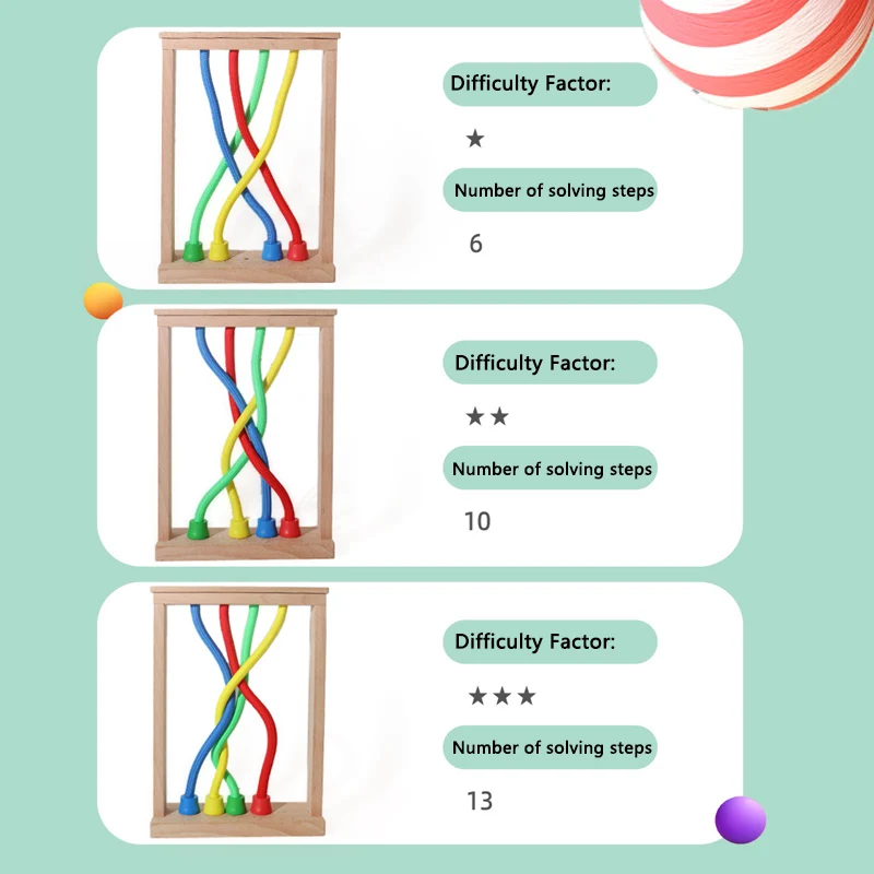 Puzzle 3D din Lemn cu Franghie - Joc de Dezvoltare a Inteligentei si Relaxare [4]
