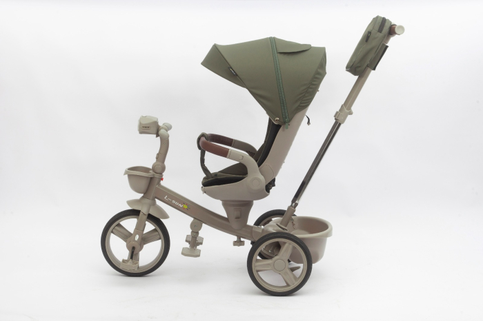 Tricicleta L-SUN Verde Olive Taupe, Scaun 360°, Roti PVU, 6 Luni-5 Ani [3]