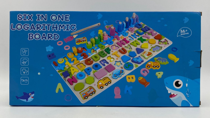 Placa Logaritmica 6 in 1 din Lemn – Joc Montessori Educativ cu Litere, Numere si Pescuit Magnetic [2]