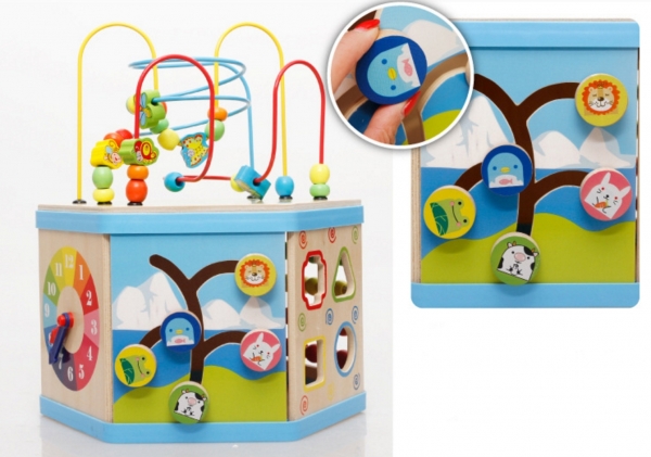 Cub Hexagonal Multifunctional din Lemn 8 in 1 cu Joc de Societate cu Pioni [11]
