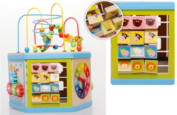 Cub Hexagonal Multifunctional din Lemn 8 in 1 cu Joc de Societate cu Pioni [9]