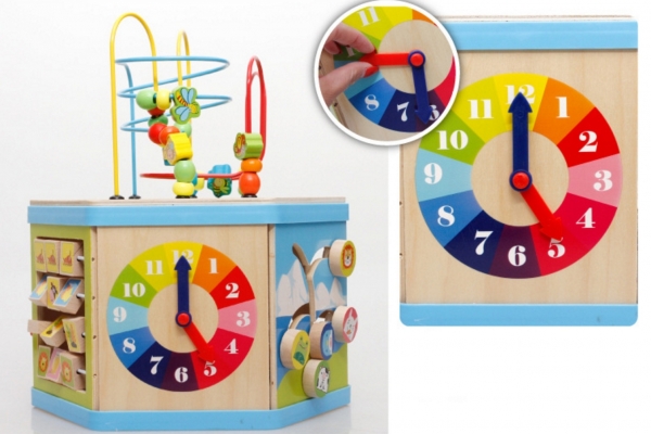Cub Hexagonal Multifunctional din Lemn 8 in 1 cu Joc de Societate cu Pioni [12]
