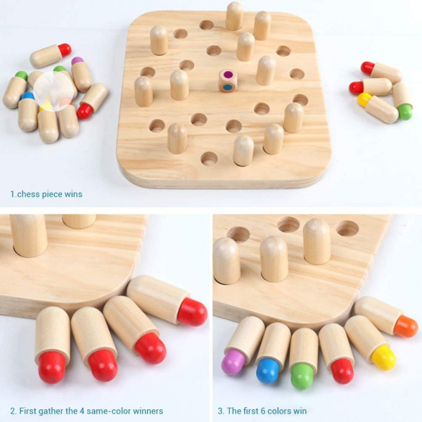 Joc de Lemn Memorie Chess 2 in 1 - Joc Lemn Indemnare si Sah [7]