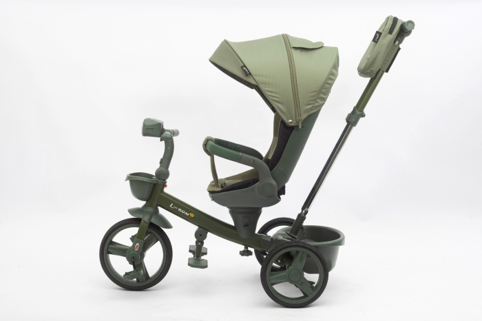 Tricicleta L-SUN Verde Militar Kaki, Scaun 360°, Roti PVU, 6L-5 Ani [2]