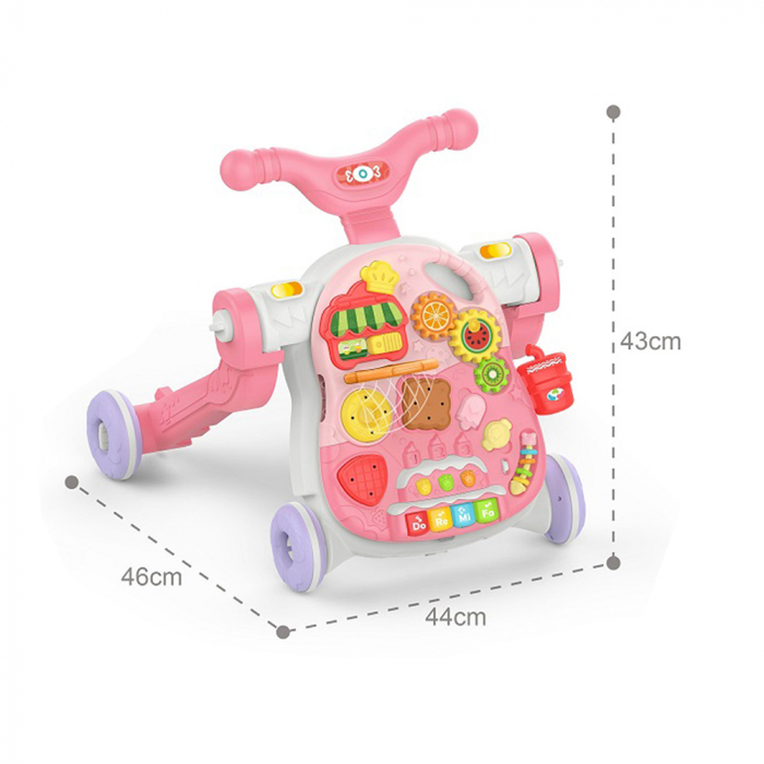 Antepremregator 5in1 Roz Balansoar Masuta Activitati Masinuta de impins cu maner Trotineta [6]