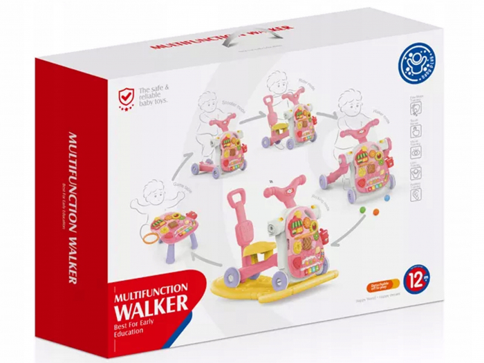 Antepremregator 5in1 Roz Balansoar Masuta Activitati Masinuta de impins cu maner Trotineta [8]