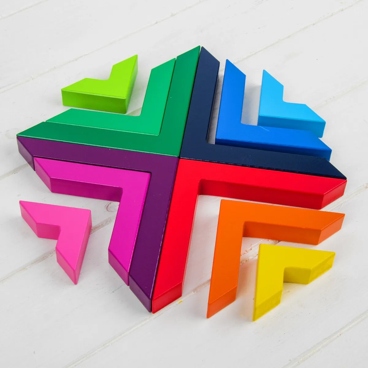 Joc Lemn Construtie Tangram 12 piese Curcubeu [2]