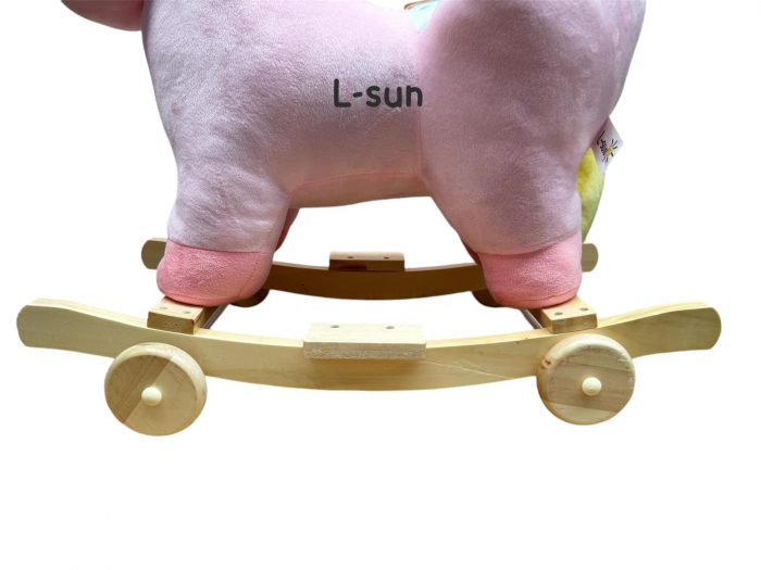 Balansoar Unicorn Roz 2 in 1 pentru Copii – Spatar, Centura, Muzica si Roti din Plus [6]