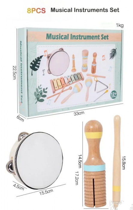 Set Instrumente Muzicale Montessori din Lemn 6 Instrumente [6]