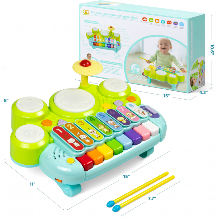 Jucarie Interactiva 3 in 1 – Tobe, Xilofon si Pian Electronic [9]