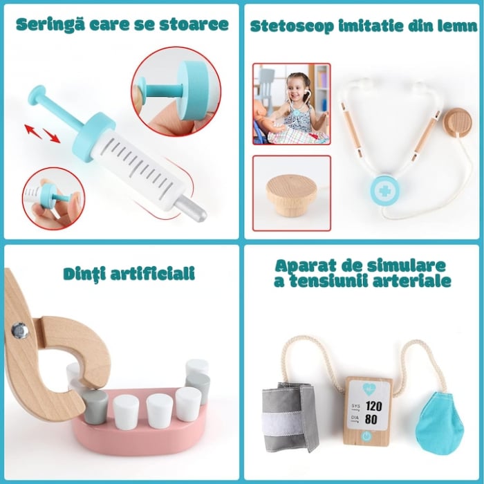 Set Accesorii Trusă Doctor Dentist din Lemn - Stomatologia [5]