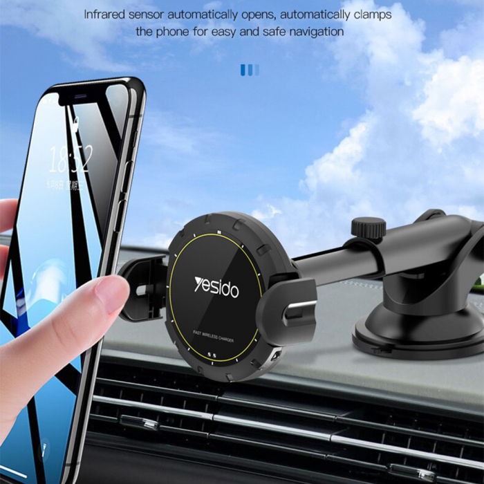 Suport Telefon de Masina 2 in 1 Yesido  Wireless Charging [6]