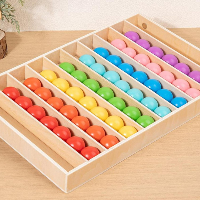 Joc Sortare Bile Colorate Lemn — Colored Balls in Place, 3 Ani+ STEM [2]