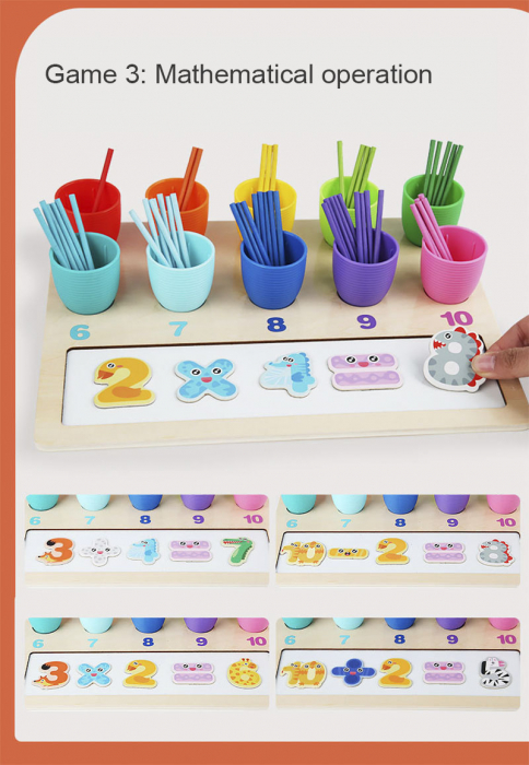 Joc Educativ Montessori - Clasificare Culori si Invatare Numere, Jucarie Lemn Copii [5]