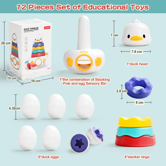 Set 3 in 1 Oua de Rata - Joc Montessori de Potrivire si Sortare pentru Bebelusi [3]