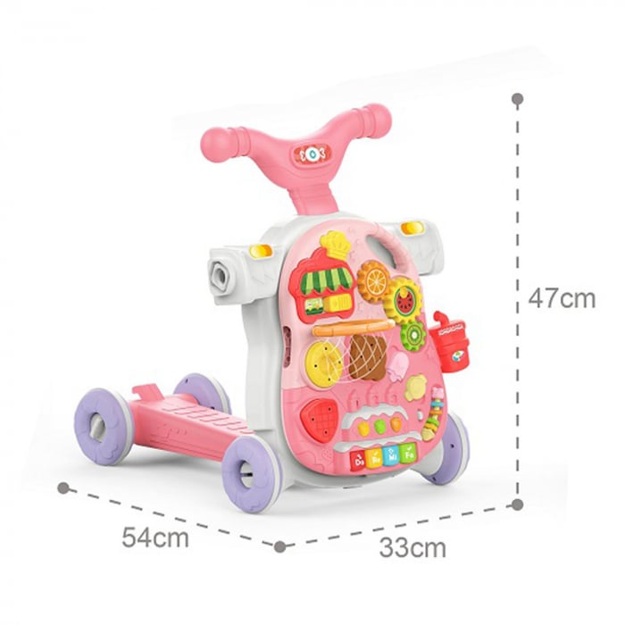 Antepremregator 5in1 Roz Balansoar Masuta Activitati Masinuta de impins cu maner Trotineta [5]