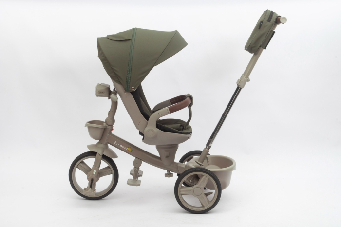 Tricicleta L-SUN Verde Olive Taupe, Scaun 360°, Roti PVU, 6 Luni-5 Ani [5]