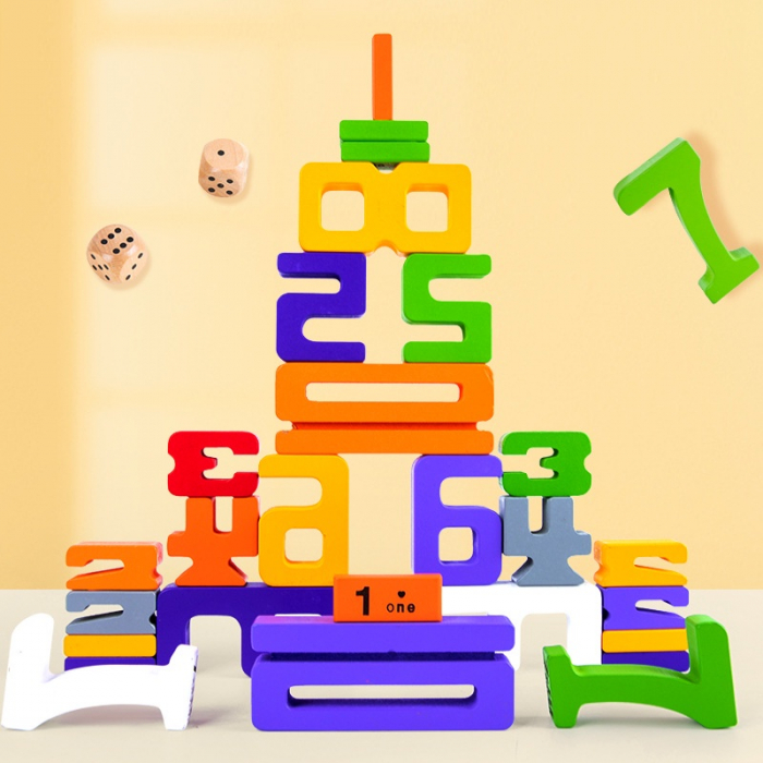 Set de blocuri de stivuire matematică STEM Numere din Lemn [2]
