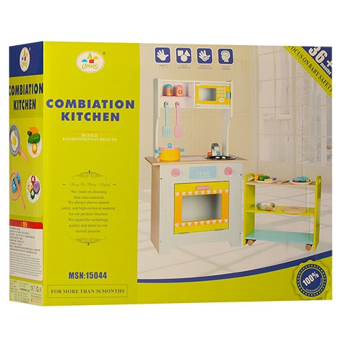 Bucatarie de lemn Copii cu Etajera pe roti 2 in 1 [8]