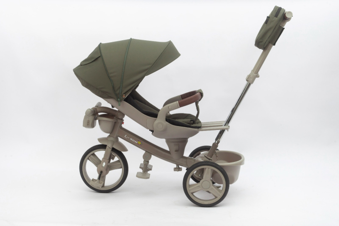 Tricicleta L-SUN Verde Olive Taupe, Scaun 360°, Roti PVU, 6 Luni-5 Ani [4]