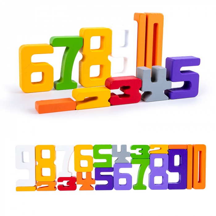 Set de blocuri de stivuire matematică STEM Numere din Lemn [3]