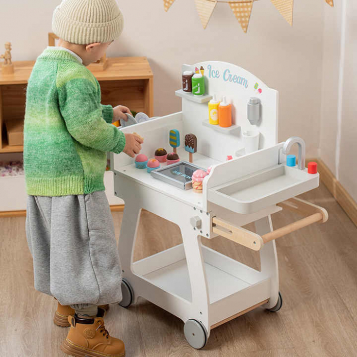 Stand Inghetata Lemn Copii – Joc de Rol, Accesorii Incluse [3]