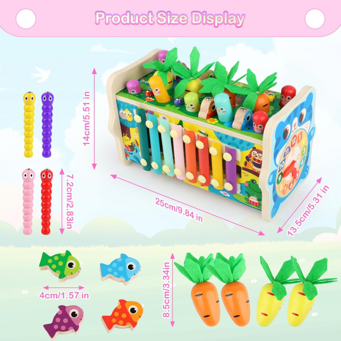 Jucarie Montessori 8 in 1 – Ciocanit, Xilofon & Pescuit Magnetic [3]