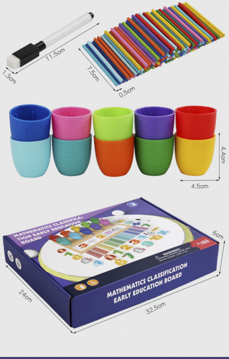 Joc Educativ Montessori - Clasificare Culori si Invatare Numere, Jucarie Lemn Copii [9]