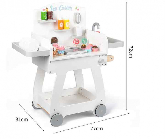 Stand Inghetata Lemn Copii – Joc de Rol, Accesorii Incluse [2]