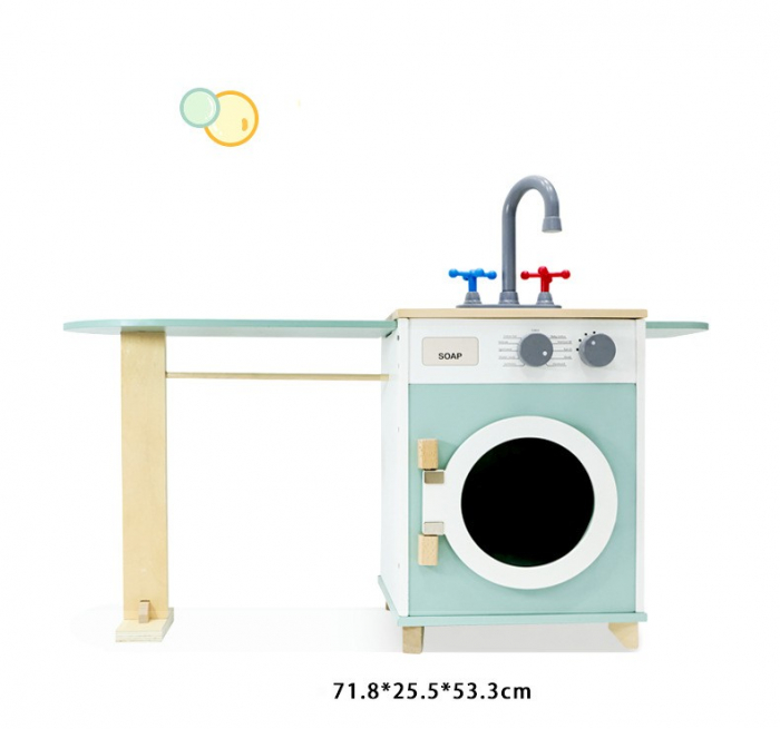 Jucarie Masina de Spalat din Lemn pentru Copii cu Accesorii – Uscator Fier de Calcat Detergent [5]