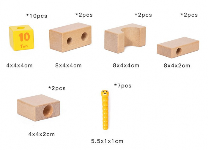 Set Cuburi de Constructie din Lemn cu Trenulet Magnetic – Animale si Fructe [7]