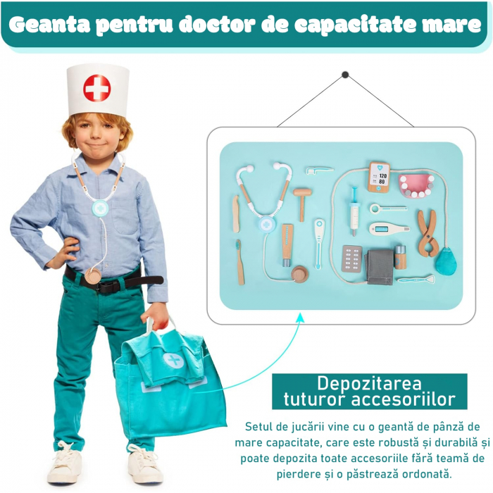 Set Accesorii Trusă Doctor Dentist din Lemn - Stomatologia [7]