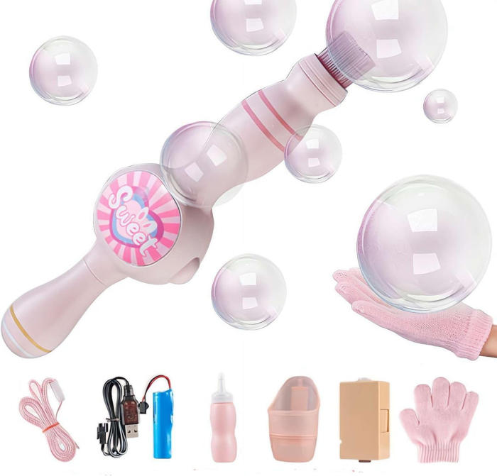 Masina de Bule de Fum Magic – Bagheta cu Efect de Ceata, Lumina LED Roz [1]