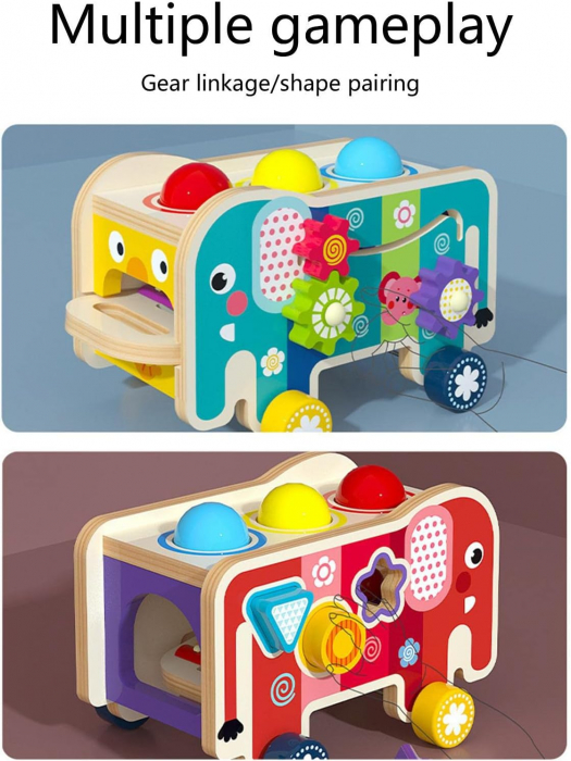 Jucarie Montessori 4 in 1 – Xilofon, Ciocanit [4]