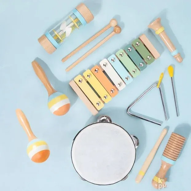 Set Instrumente Muzicale Montessori din Lemn 6 Instrumente [4]