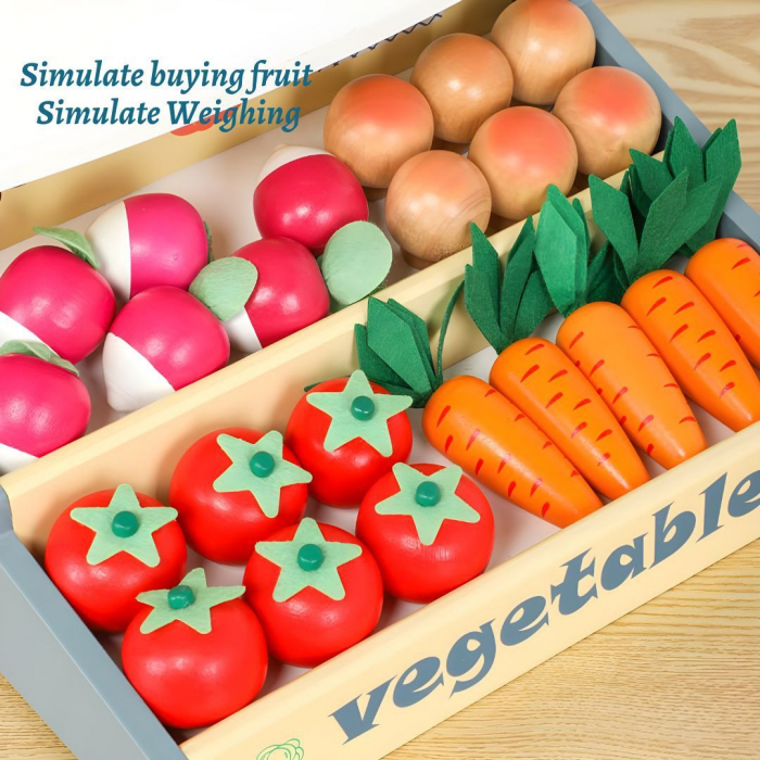 Set de joaca din lemn cu taraba de legume si cantar – Joc educativ Montessori [2]