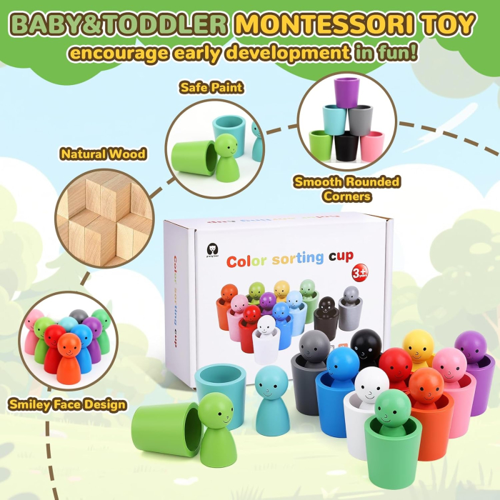 Joc Montessori Sortare si Asociere 12 Culori din Lemn – Joc Educativ [2]