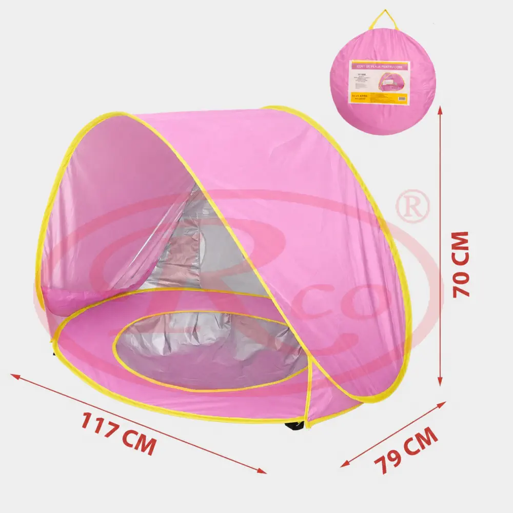 Cort Plaja Copii cu Mini Piscina, Pop-Up, Protectie UV50, Roz [6]