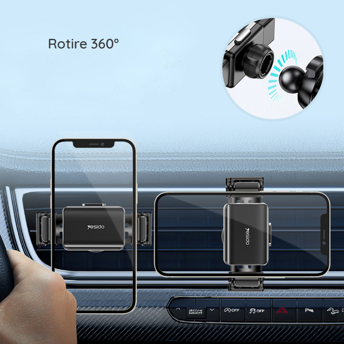 Suport Telefon de Masina prindere Ventilatie Yesido 360 Rotation [7]