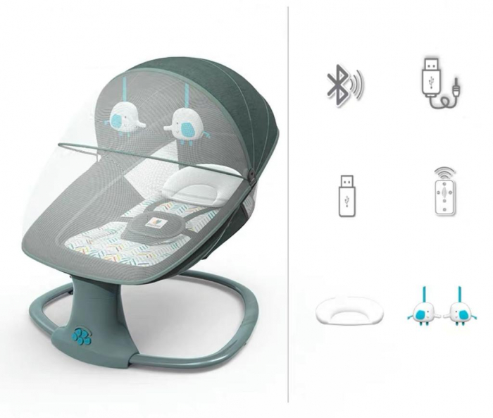 Balansoar Electric Multifuncțional 3 în 1 cu Bluetooth și Telecomandă Verde [2]
