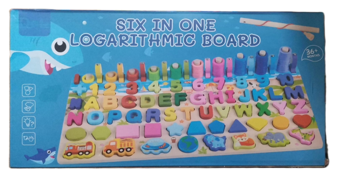 Placa Logaritmica 6 in 1 din Lemn – Joc Montessori Educativ cu Litere, Numere si Pescuit Magnetic [3]