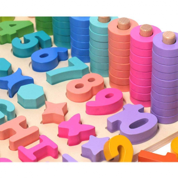 Joc Lemn Litere si Cifre 6 in 1 Joc Montessori Litere, Cifre Mari [5]