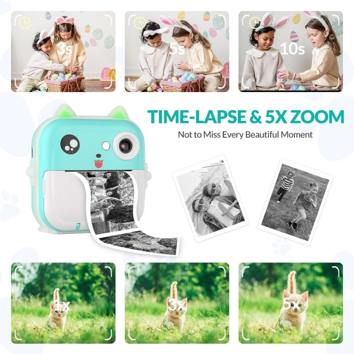 Camera Foto Instant pentru Copii  Printare Termica, 1080p HD, 24MP, Ecran 2.4 [4]