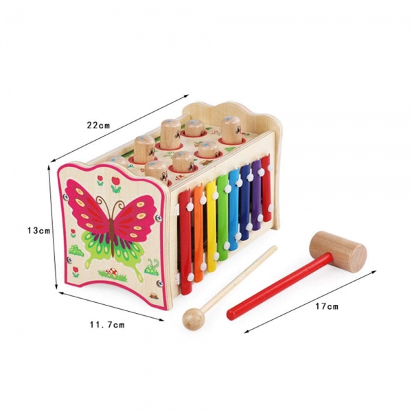 Jucarie de Lemn 2in 1 Xilofon si Cicanel [8]