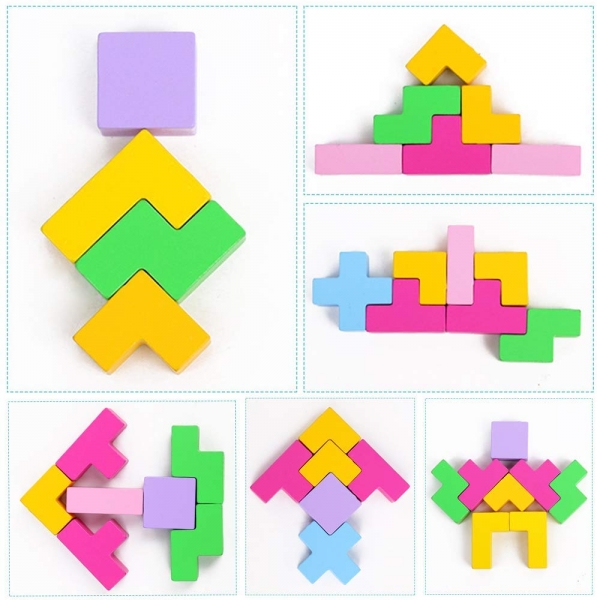 Joc echilibru din lemn Tetris Curcubeu [3]