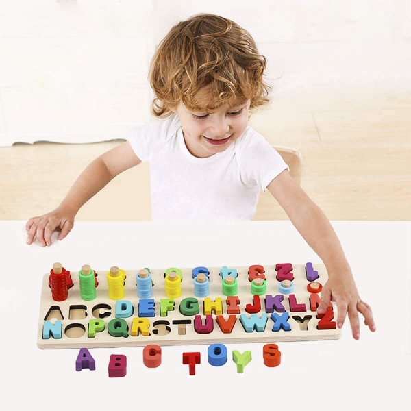 Set Puzzle din Lemn Montessori sa invatam Alfabetul si Cifrele 4 in 1 [4]