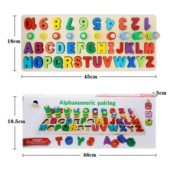 Set Puzzle din Lemn Montessori sa invatam Alfabetul si Cifrele 4 in 1 [8]